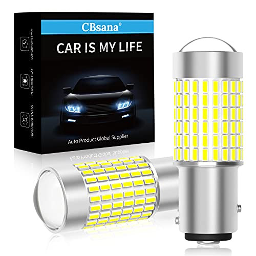 CBsana 1157 LED Reverse Backup Lights Bulbs 2800 Lumens 2057 2357 7528 BAY15D LED Light Bulbs with Projector Replacement for Backup Reverse Light Tail Light 6000K White, Pack of 2