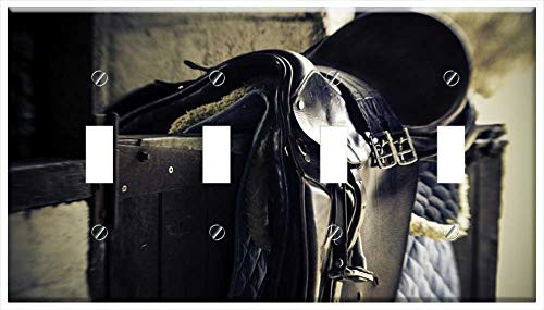 Switch Plate 4 Gang Toggle - Saddle Stable Door Equestrian Horse Bridle Riding