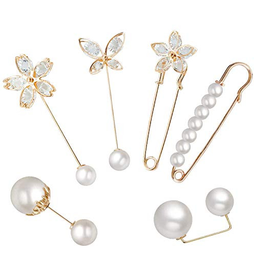 VIIDOO Fashion Pearl Brooch, 6pcs Pearl Brooch Pins Safety Pins Sweater Shawl Clips Jewelry Women's Brooches  and  Pins VIIDOO Fashion Pearl Brooch, 6pcs Pearl Brooch Pins Safety Pins Sweater Shawl Clips Jewelry Women's Brooches  and  Pins