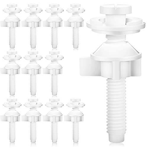 12 Pieces Toilet Seat Parts Including Toilet Bolt Screws, Toilet Nuts and Washers Plastic Toilet Seat Hinge Replacement Kit for Fixing the Top Toilet Seat, White