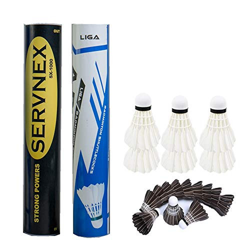 lazysunny 12-Pack Goose Feather Badminton Shuttlecocks, Stable and Durable Goose Feather Shuttlecocks Ball, Indoor Outdoor Sports Hight Speed Training Badminton Birdies