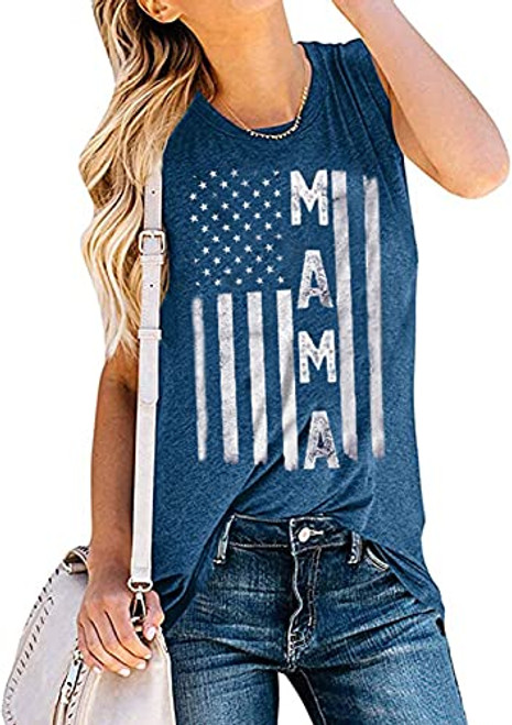 ZIFOTA Mama American Flag Tank Tops Women 4th of July Patriotic Shirt US Flag Stars Stripes Print Sleeveless Tank -As Shown2, L- ZIFOTA Mama American Flag Tank Tops Women 4th of July Patriotic Shirt US Flag Stars Stripes Print Sleeveless Tank -As Shown2, L-