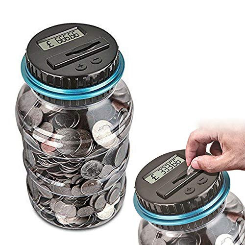 HUOFU Piggy Bank Digital Counting Coin Creative Money Saving Box with LCD Display, Digital Coin Bank Jar Coin Counter Storage, Coin Piggy Saving Bank HUOFU Piggy Bank Digital Counting Coin Creative Money Saving Box with LCD Display, Digital Coin Bank Jar Coin Counter Storage, Coin Piggy Saving Bank