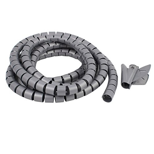 uxcell 20mm Flexible Cable Organizer Spiral Tube Cable Wire Wrap Computer Manage Cord Gray 3 Meter with Clip