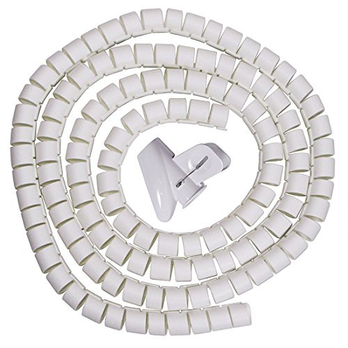 uxcell 30mm Flexible Cable Organizer Spiral Tube Cable Wire Wrap Computer Manage Cord White 1.5 Meters Length with Clip