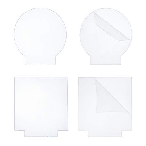 CREATCABIN 4 Pieces Acrylic Sheet Clear Cast Square and Round Panel 4mm Thick Plastic Glass Board for LED Light Base, Signs, DIY Display Projects, Craft