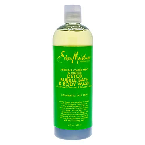 Shea Moisture African Water Mint  and  Ginger Detox Bubble Bath  and  Body Wash for Unisex, 16 Ounce
