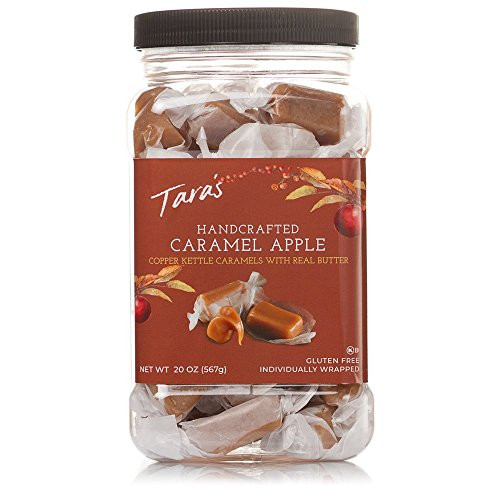 Tara's All Natural Handcrafted Gourmet Caramel Apple Flavored Caramels: Small Batch, Kettle Cooked, Creamy  and  Individually Wrapped - 20 Ounce, brown