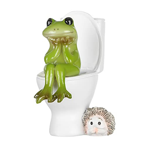 3.3Inch Frog Figurine, Fairy Garden Animal Statue, Outdoor Miniature Bathroom Garden Fog, Frog on The Toilet 3.3Inch Frog Figurine, Fairy Garden Animal Statue, Outdoor Miniature Bathroom Garden Fog, Frog on The Toilet