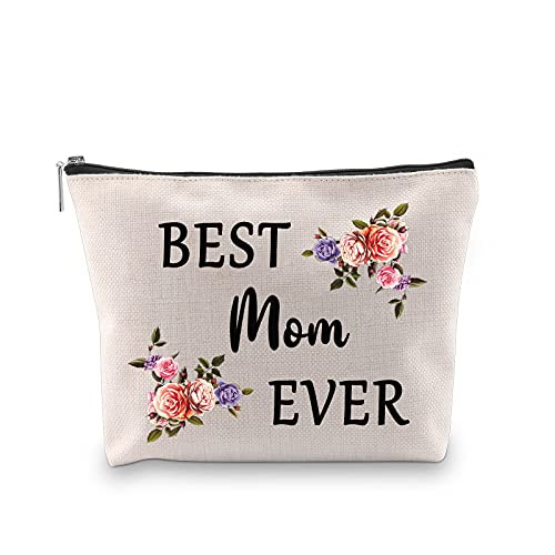BLUPARK Mother Gift Mom Birthday Gift Best Mom Ever Canvas Cosmetic Bag Mother's Day Gift for Mom -BEST Mom EVER- BLUPARK Mother Gift Mom Birthday Gift Best Mom Ever Canvas Cosmetic Bag Mother's Day Gift for Mom -BEST Mom EVER-