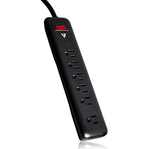V7 6-Outlet Home/Office Surge Protector, 900 Joules - Black -SA0614B-9N6-