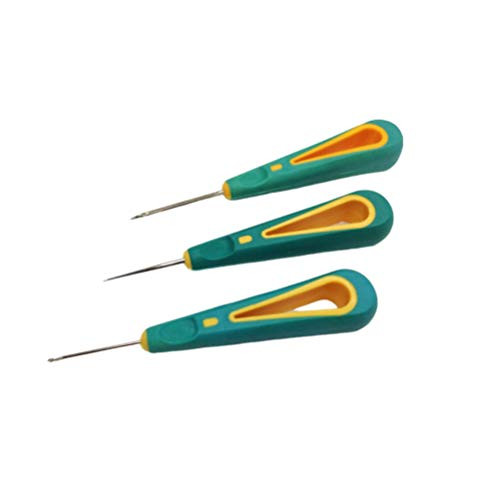 HEALLILY 3pcs Awl Tool Gourd Shape Wooden Handle Scratch Awl for Leather Hole Punch Awl Maker Tool Pin Punching