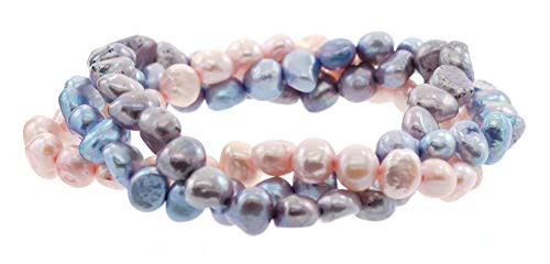 Set of 3 Dyed Genuine Baroque Cultured 6.0-7.0 mm Freshwater Pearl Stretch Bracelets in Lavender-themed Colors Set of 3 Dyed Genuine Baroque Cultured 6.0-7.0 mm Freshwater Pearl Stretch Bracelets in Lavender-themed Colors