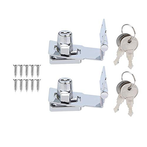 AUNMAS 2Pcs Lock Kit 3 Inches 90 Degrees Rotation Cabinet Door Drawer File Cabinet Hasp Kit for Home Office Security