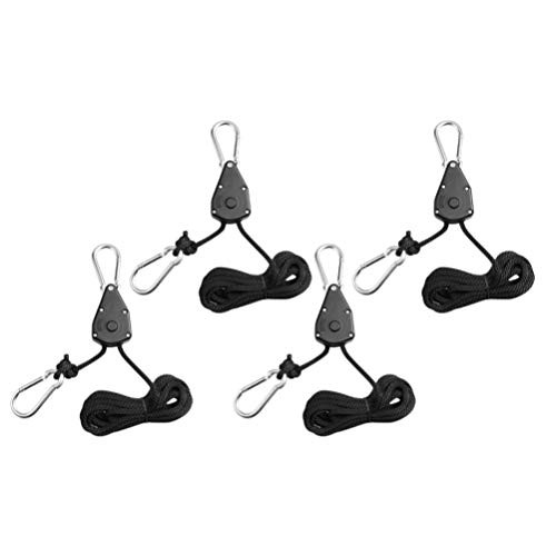 BESPORTBLE 4pcs 1/8 Inch Long Heavy Duty Adjustable Rope Clip Hanger Reinforced Metal Internal Gears Ratchets Grow Light Rope Hangers Random Color