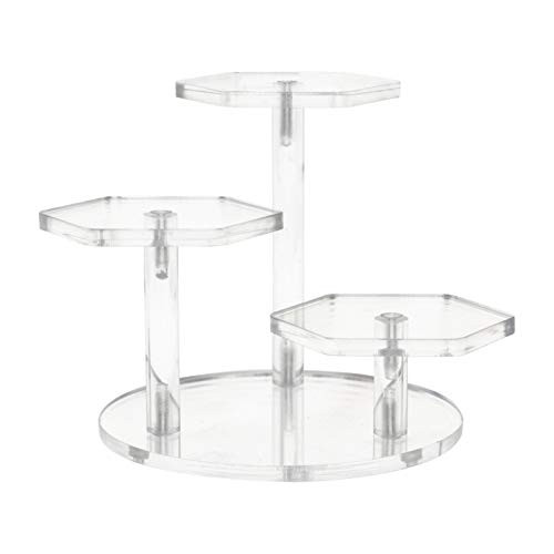 DOITOOL Clear Acrylic 3-Tier Display Stand Acrylic Riser Display Shelf for Action Figures 3 Step Acrylic Wallet Display Organizer Holder