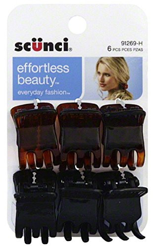 Scunci Effortless Beauty Everyday Fashion Mini Jaw Clips 6 ea -Pack of 9-