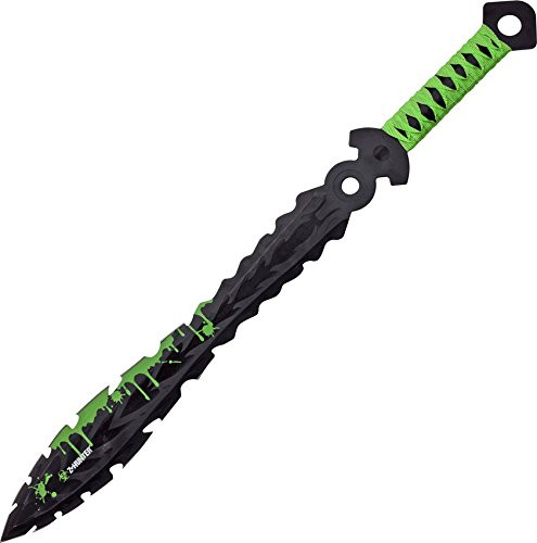 Z Hunter ZB-122 Fantasy Fixed Blade Knife, Green/Black Blade, Green Cord-Wrapped Handle, 25-Inch Overall