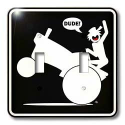 3dRose lsp_13200_2 Rural Dude Tractor Wheelie Black Sign 2 Double Toggle Switch