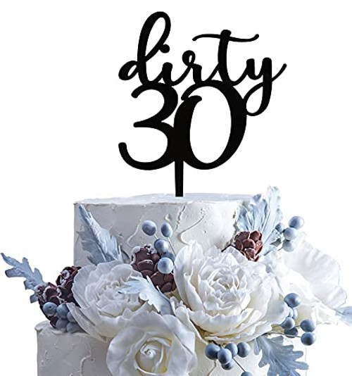 Black Dirty Thirty Cake Topper - 30th Birthday Cake Topper, Dirty Thirty Birthday Cake Decorations, Happy 30th Birthday Party Decorations Supplies -30th Birthday Cake Topper- Black Dirty Thirty Cake Topper - 30th Birthday Cake Topper, Dirty Thirty Birthday Cake Decorations, Happy 30th Birthday Party Decorations Supplies -30th Birthday Cake Topper-