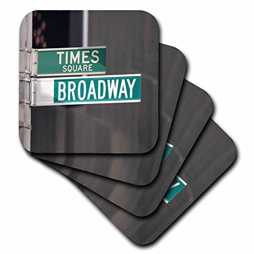 3dRose cst_4393_2 Times Square Broadway Soft Coasters, Set of 8