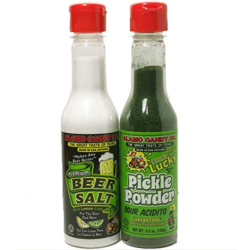 Alamo Candy Beer salt , Pickle Powder Bundle - Flavored Salt , Lemon - Lime, Sour Dill Pickle Salt - Beer Salt 4.75 oz and Pickle Powder 4.5 oz -2 Pack-