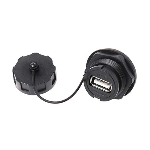 Davitu Electrical Equipments Supplies - New USB Female Socket Plug Panel Mount Adapter Waterproof Connector IPL7 with Cap - -Color: 1-