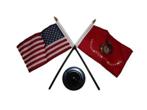 RFCO USA American EGA USMC Marines Emblem Flag 4''x6'' Desk Set Best Garden Outdor Decor Polyester Material Flag Premium Vivid Color and UV Fade Resistant