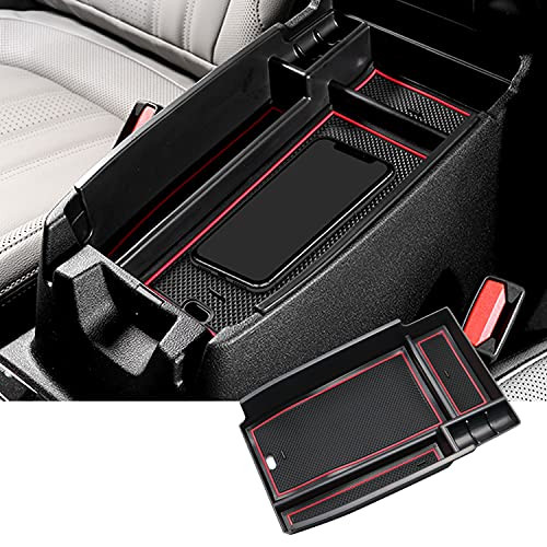 SKTU Center Console Organizer Compatible with 2021 Ford Bronco Sport CX430 Accessories Insert ABS Black Materials Tray Armrest Secondary Storage Box -Red-
