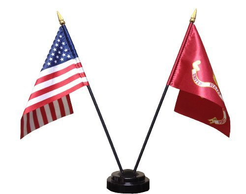 Miniature U.S. Marine Corps and American Flag Desk Set by The Marine Corps Gift Shop