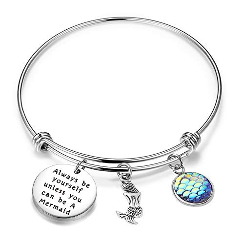 Inspirational Gift Mermaid Scale Charm Bracelet Sea Mermaid Quote Always Be Yourself Unless You Can Be A Mermaid Bracelet Bangle Disney Inspired -Always Be Yourself bracelet- Inspirational Gift Mermaid Scale Charm Bracelet Sea Mermaid Quote Always Be Yourself Unless You Can Be A Mermaid Bracelet Bangle Disney Inspired -Always Be Yourself bracelet-
