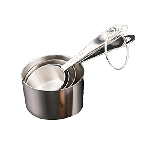 Measuring Spoons and Cups Set, 4pcs Stainless Steel Measuring Cups  and  Spoons with Clearly Scale, Nesting Liquid Measuring Cup Set or Dry Measuring Cups Set for Cooking and Baking