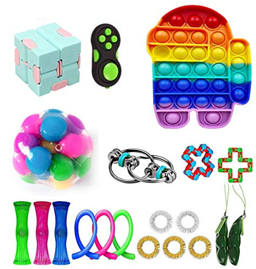 PXIAOPANG Fidget Toys Pack, Stress Relief Cheap Fidget Toys Set with Push Pop Bubble, Fidget Pack for Kid Adults -Pack B-