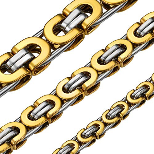 ChainsHouse Men 18K Gold Plated 6mm Wide Byzantine Link Chain Necklace Gold Silver Tone, 20", Send Gift Box ChainsHouse Men 18K Gold Plated 6mm Wide Byzantine Link Chain Necklace Gold Silver Tone, 20", Send Gift Box