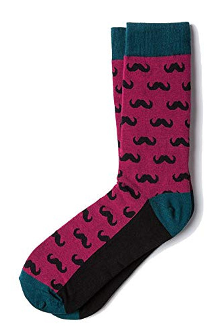 Men's Hipster Mustache Moustache Dress Crew Socks -Burgundy- Men's Hipster Mustache Moustache Dress Crew Socks -Burgundy-