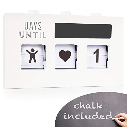 Wood Countdown Calendar Box: Handmade Wooden Box with 3 Changeable Viewing Windows to Show 0-999 Day Count Down Clock for Christmas, Wedding, Birthday, Kids Baby Age Blocks, Pregnancy, Baby Due Date