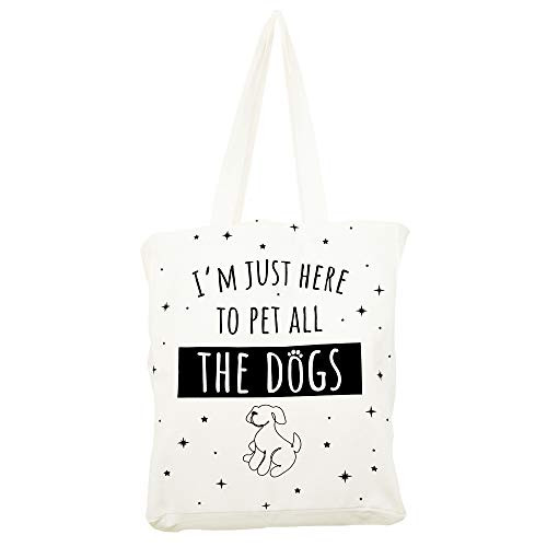 Reusable Cotton Canvas Tote Bag for Dog Lovers -I'm Just Here to Pet All The Dogs-