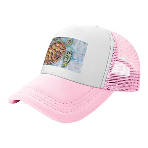 Sea Turtle Boys' Mesh Trucker Ball Cap Baby Girl Boys Cap Children Adjustable Hat Pink