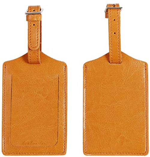 AshBro Inc. Leather Luggage Bag Tags Luggage Tags for Suitcases Travel ID Identification Labels Set for Bags  and  Baggage Travel Tag Bag Tag Leather Luggage Tag Suitcase Tags Identifiers Privacy Orange