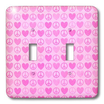 3dRose LLC lsp_62195_2 Pink Hearts N Peace Signs Double Toggle Switch