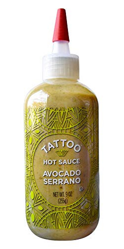 Tattoo Hot Sauce, Avocado Serrano, 9 Ounce Squeeze Bottle -255 Grams-