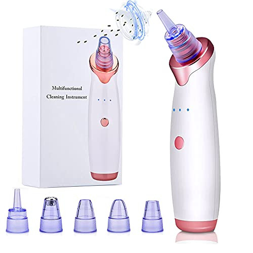 Blackhead Remover Pore Vacuum Cleaner- Electric blackhead vacuum Extractor Pore Cleaner Comedone Whitehead Remover Kit USB Rechargeable Pore Extractor Suction Too with 5 Different Sucker Heads