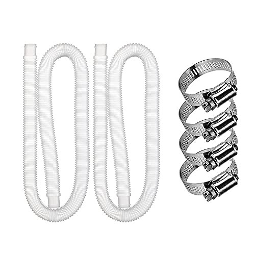 2PC Swimming Pool Replacement Hose Kit, Pool Filter Replacement Hose for Above Ground Pools, Compatible with Filter Pump 300GPH, 330 GPH, 530 GPH, and 1,000 GPH -A-1M-