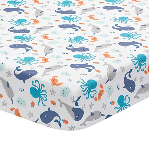 Bedtime Originals Fitted Crib Sheet, Whales Tale Fitted, Multicolor