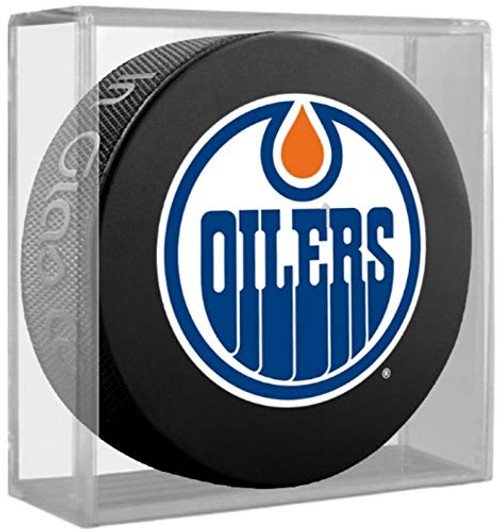 Photo Hockey Puck in Display Cube Edmonton Oilers Inglasco Connor McDavid 