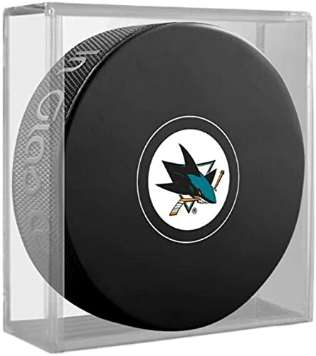 Inglasco Sharks Autograph Logo Souvenir Hockey Puck -in Display Cube-