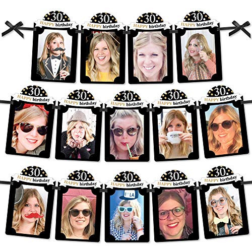 Big Dot of Happiness Adult Happy Birthday - Gold - DIY Birthday Party Decor - Picture Display - Photo Banner