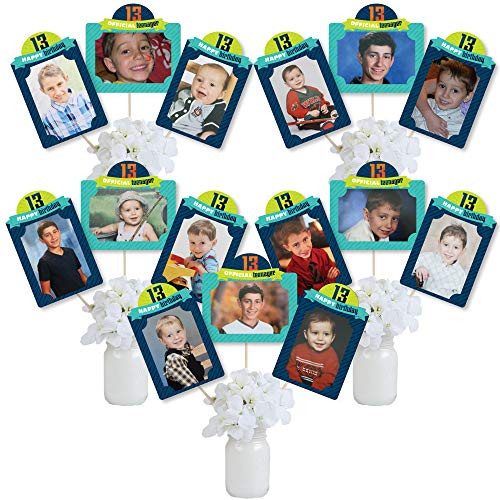 Big Dot of Happiness Boy 13th Birthday - Official Teenager Birthday Party Picture Centerpiece Sticks - Photo Table Toppers - 15 Pieces Big Dot of Happiness Boy 13th Birthday - Official Teenager Birthday Party Picture Centerpiece Sticks - Photo Table Toppers - 15 Pieces