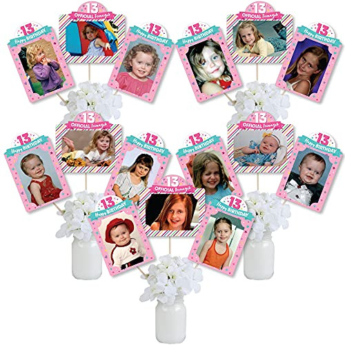 Big Dot of Happiness Girl 13th Birthday - Official Teenager Birthday Party Picture Centerpiece Sticks - Photo Table Toppers - 15 Pieces Big Dot of Happiness Girl 13th Birthday - Official Teenager Birthday Party Picture Centerpiece Sticks - Photo Table Toppers - 15 Pieces