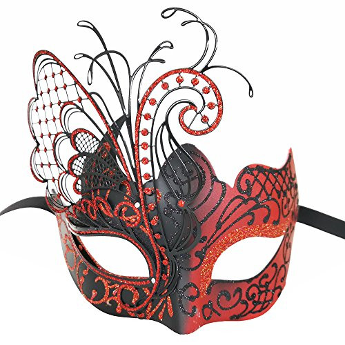 Masquerade Mask For Women Venetian Mask/Halloween/Party/Ball Prom/Mardi Gras/Wedding/Wall Decoration -Red Butterfly-